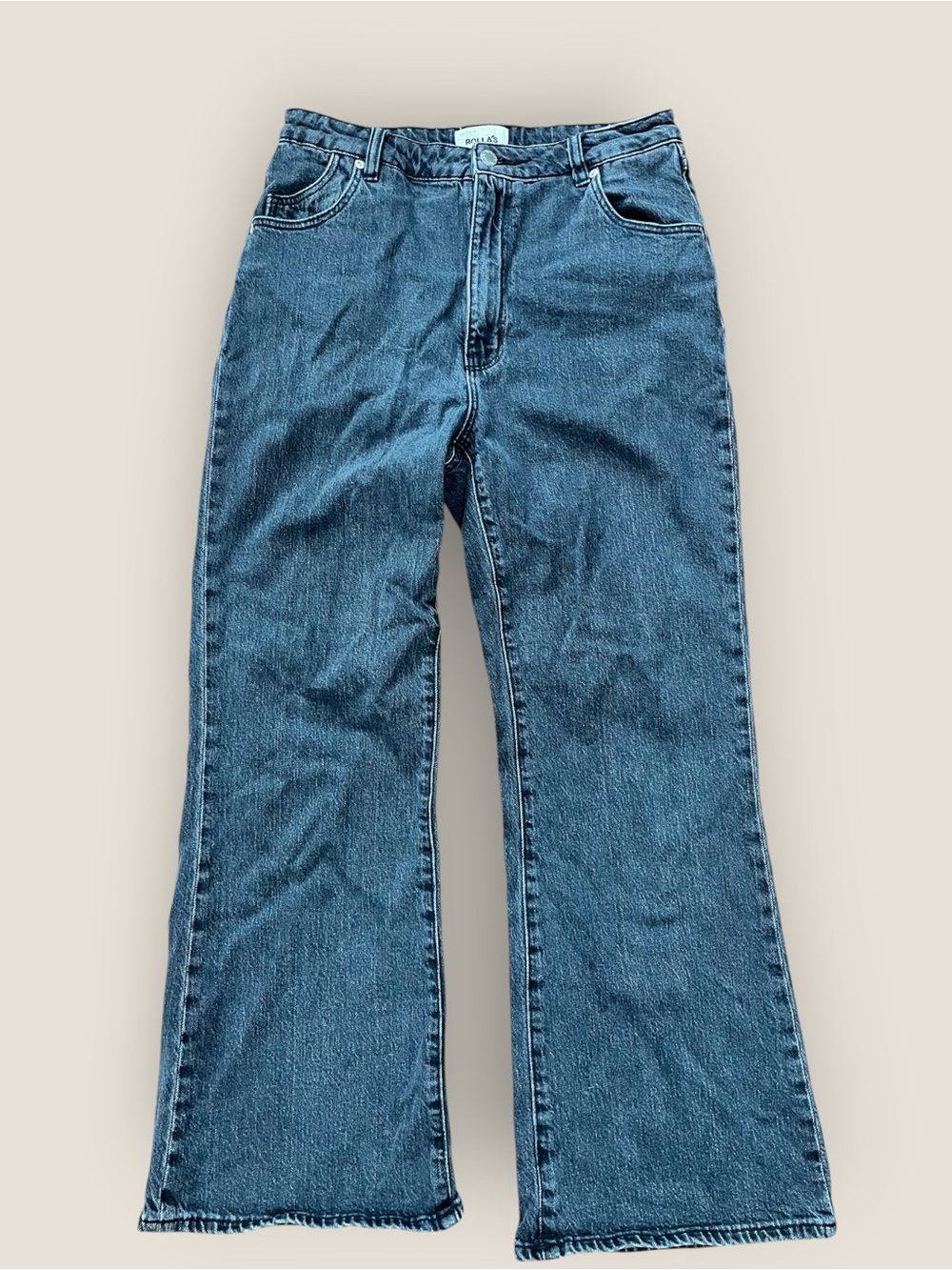Rolla's Eastcoast High Waisted Cropped Flare Jeans - Charcoal Faded Black 30